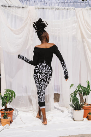 Black Graphic Print Dress