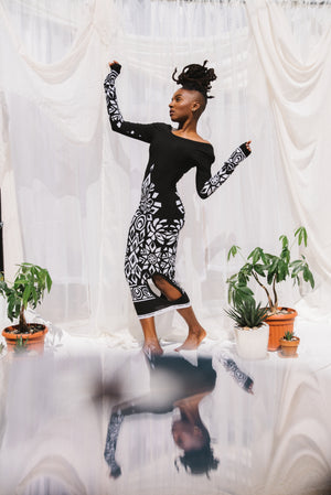 Black Graphic Print Dress