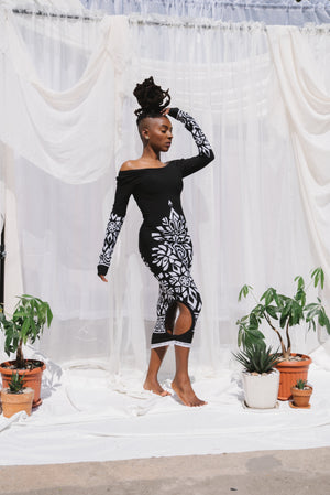 Black Graphic Print Dress