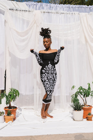 Black Graphic Print Dress