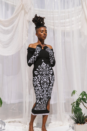 Black Graphic Print Dress