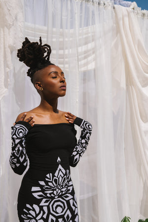 Black Graphic Print Dress