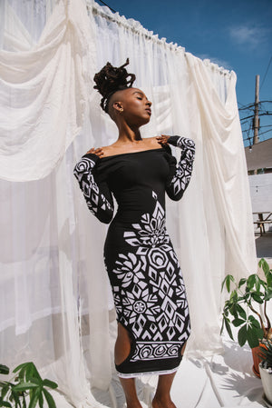 Black Graphic Print Dress