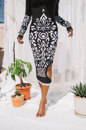 Black Graphic Print Dress