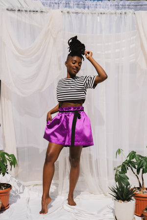 Satin Shorts - Violet