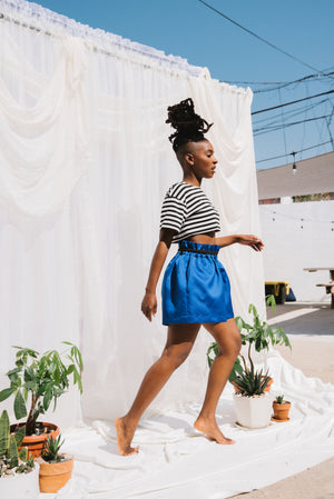 Twill Satin Shorts - Royal Blue