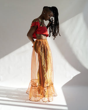 Sheer Organza Skirt Orange