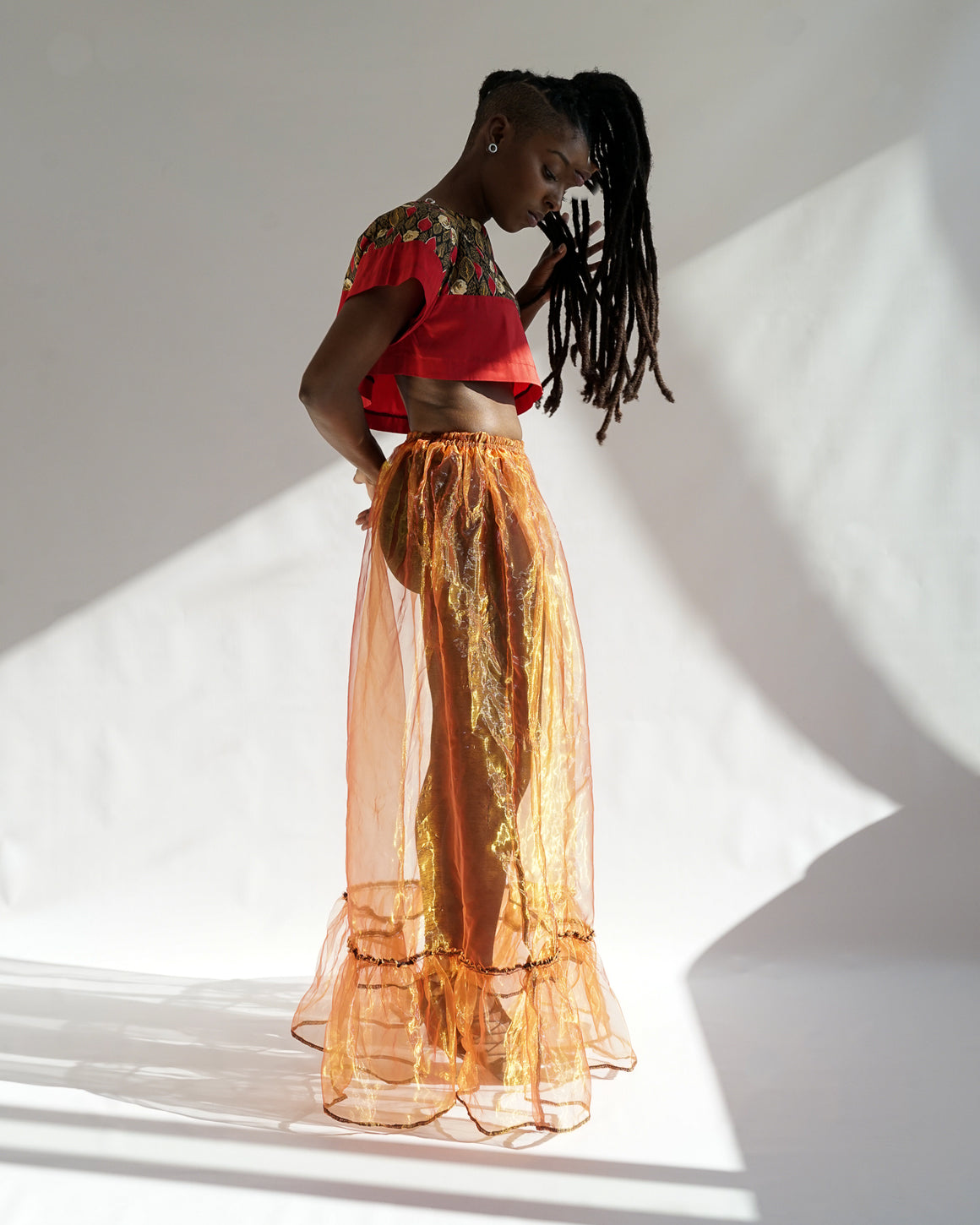 Sheer Organza Skirt Orange
