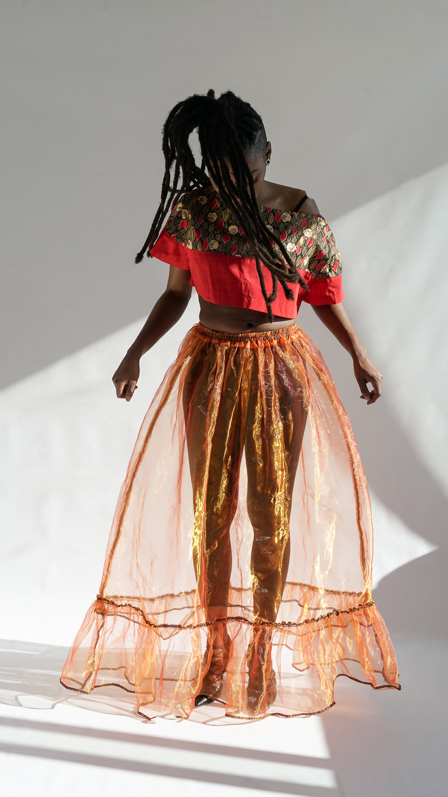 Sheer Organza Skirt Orange