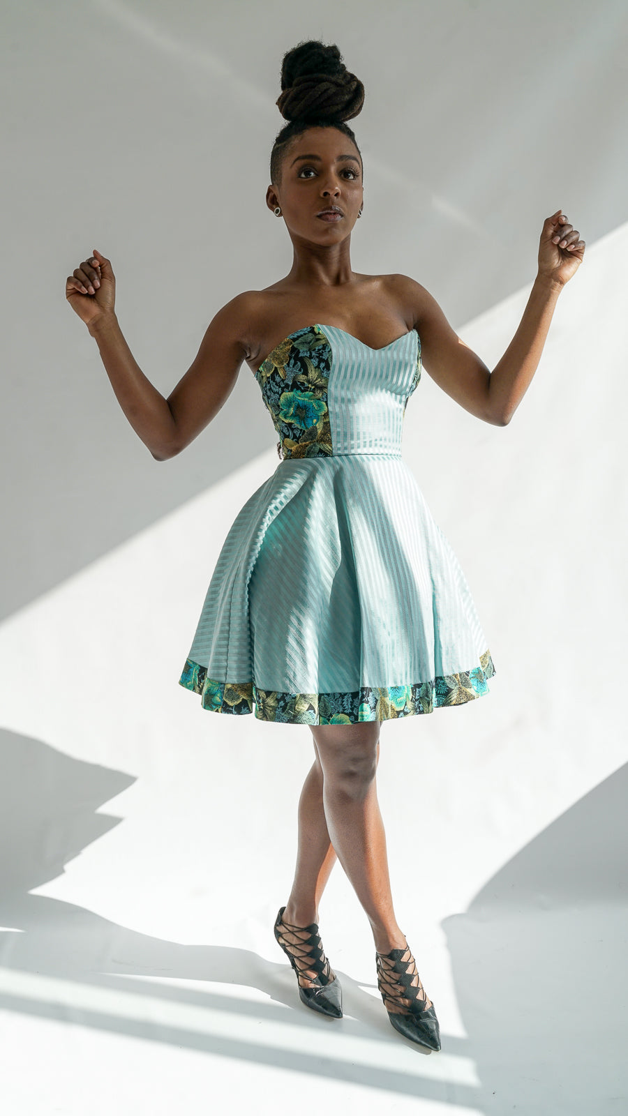 Blue Cocktail Dress with Invisible Zipper
