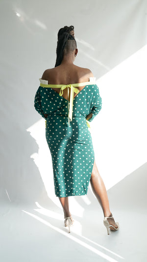 Elastic Waist Polka Dot Cocktail Dress