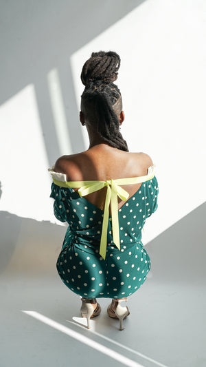 Off Shoulder Polka Dot Dress