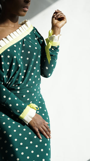 Elastic Waist Polka Dot Cocktail Dress