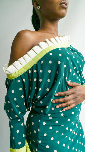 Off Shoulder Polka Dot Dress