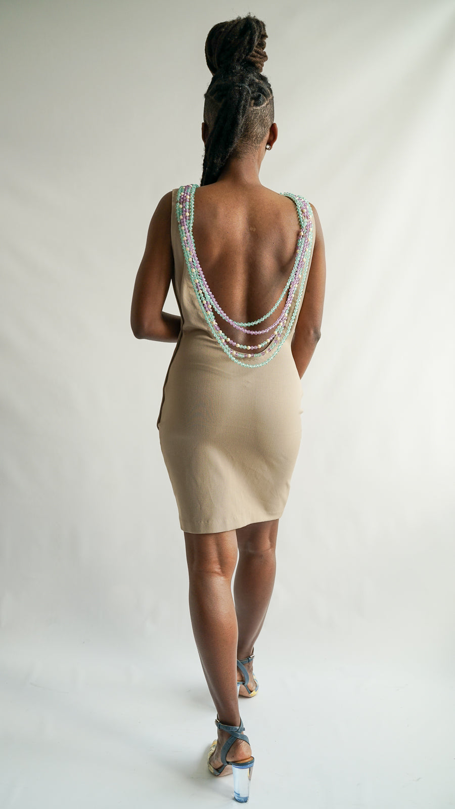 Beaded Plunging Back Dress | BCD PLANET Beaded Plunging Back Dress | BCD PLANET