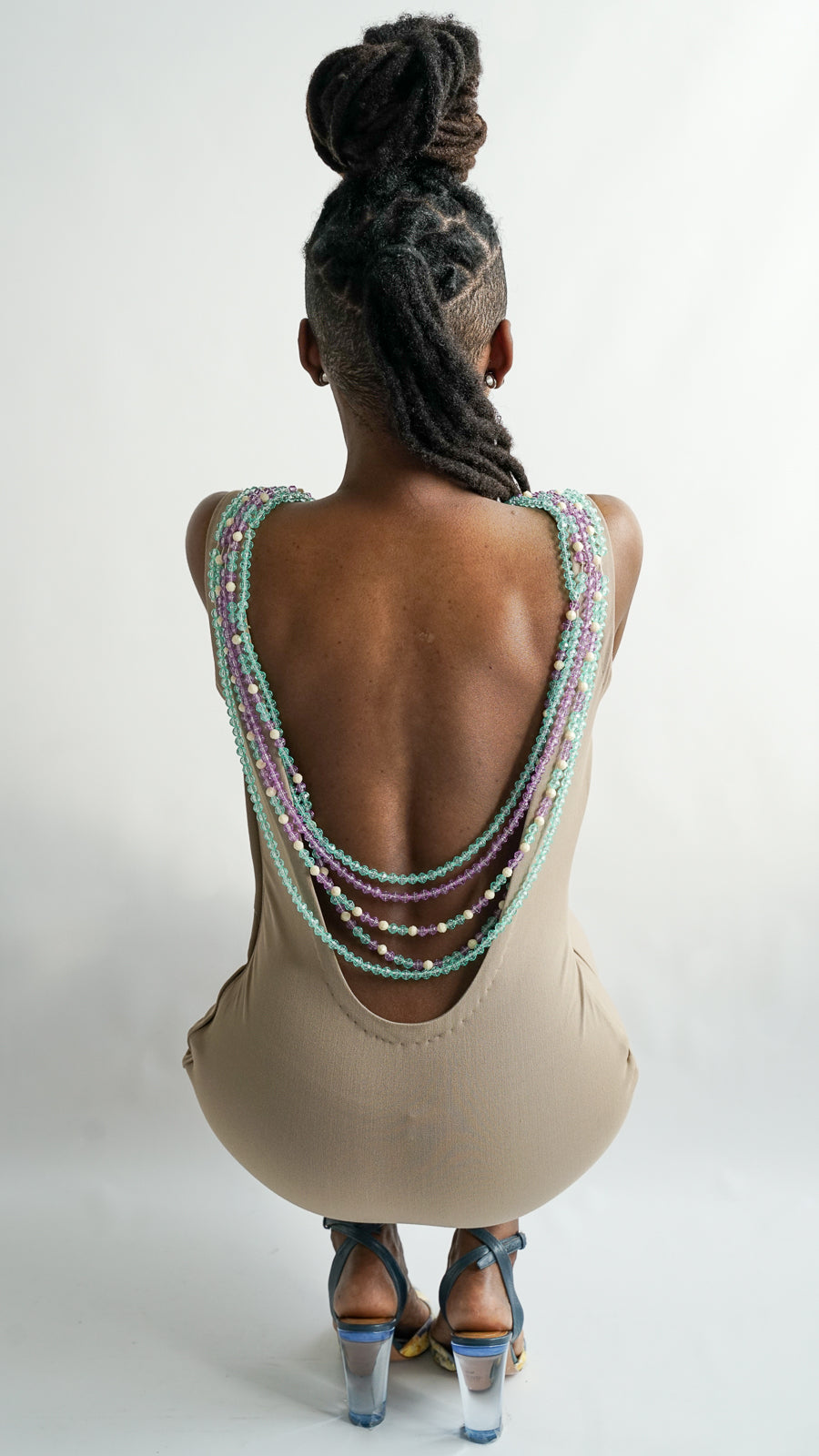 Beaded Plunging Back Dress | BCD PLANET Beaded Plunging Back Dress | BCD PLANET