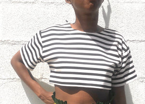 Black and White Stripe Crop Top