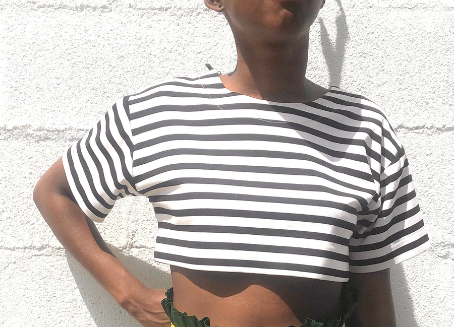 Black and White Stripe Crop Top