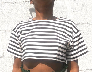 Oversized Crop Top with Stripes