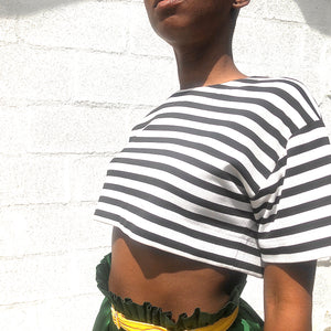 Black and White Stripe Crop Top