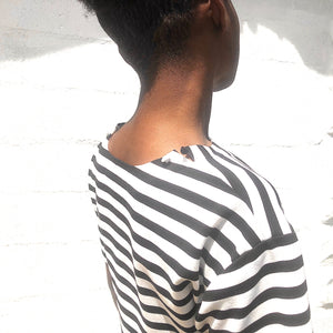 Oversized Crop Top with Stripes