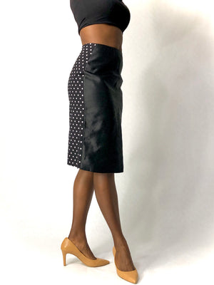 Black Pencil Skirt with Army Green Accents