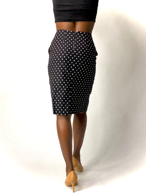 Black Pencil Skirt with Army Green Accents