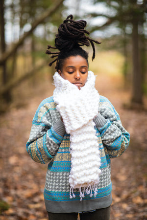 Chunky Knit Scarf White
