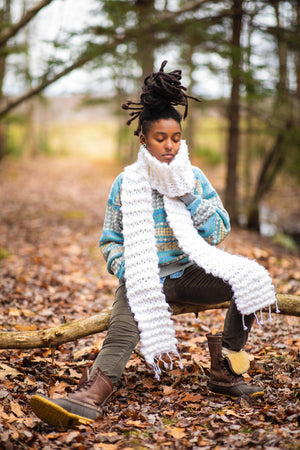 Chunky Knit Scarf White