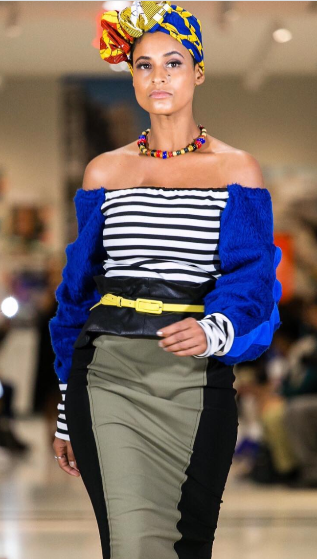 Army Green and Black Pencil Skirt with Elastic Waist